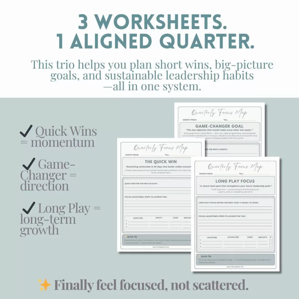 3 worksheets, one aligned 12 week year goal