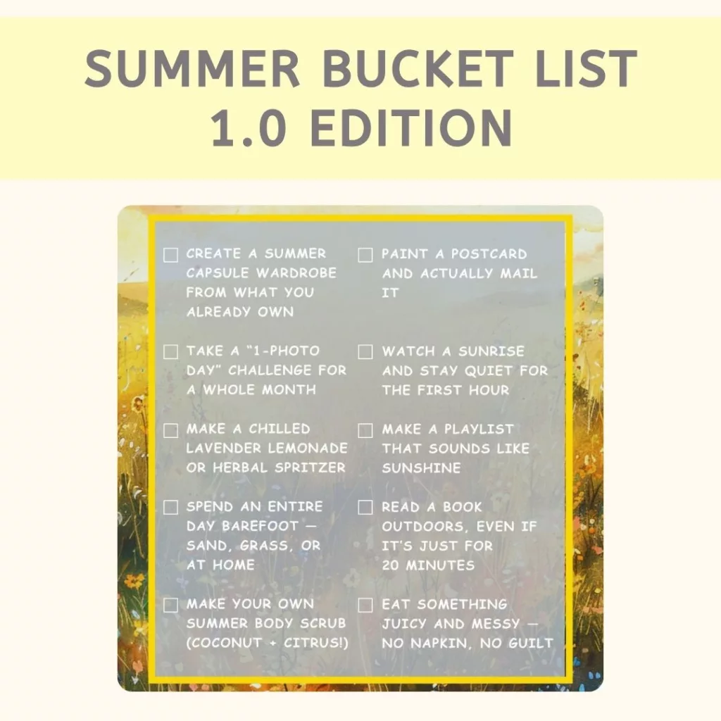 Summer Fun Activities Bucket List Bullet Journal 