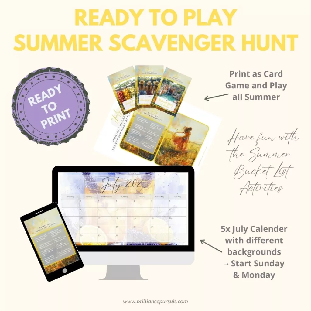 July bucket list 2025 printable pdf