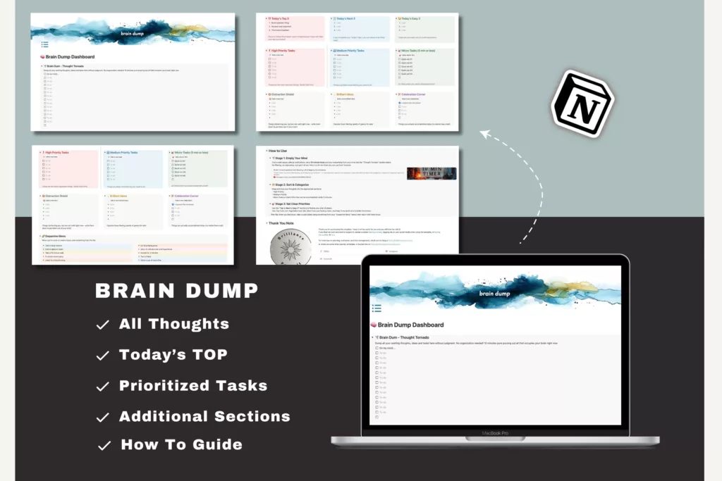 ADHD-Friendly Notion Brain Dump Template: 3 Steps to Clear Your Mind 3 task tracker template