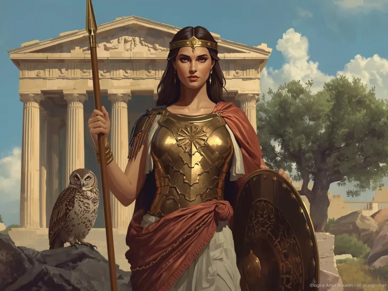Athena as the Greek goddess of wisdom and strategy