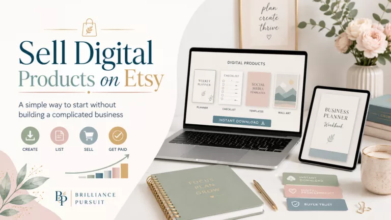Sell digital products on Etsy using a simple business model with digital downloads, clear listings, and focused products